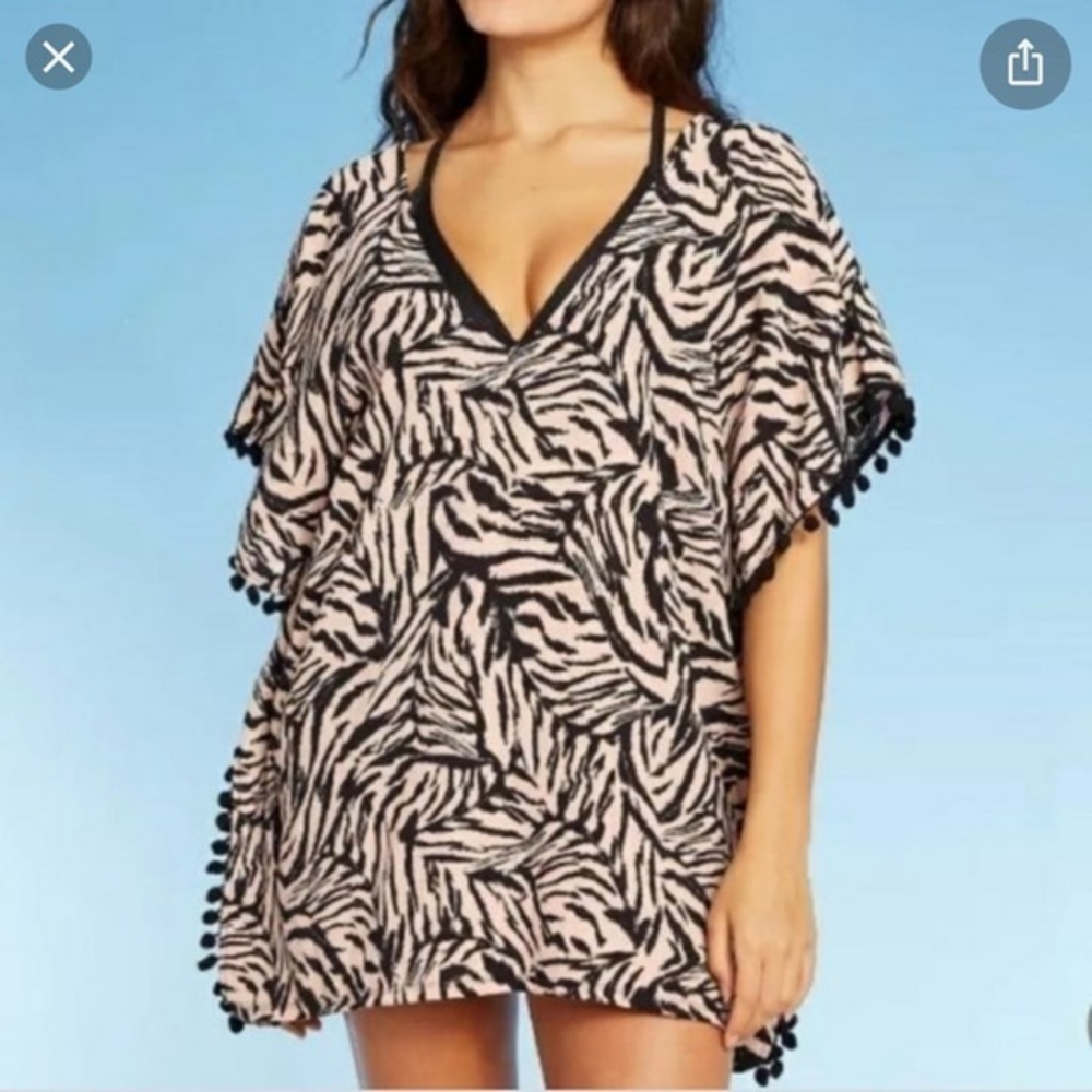 Xhilaration animal print Pom Pom swim cover up
